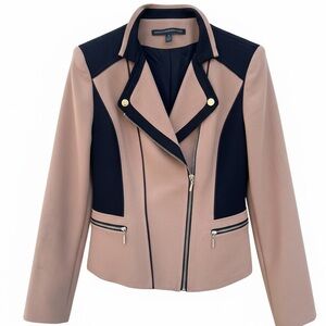 White House Black Market color block jacket Zip front Fitted Size 2